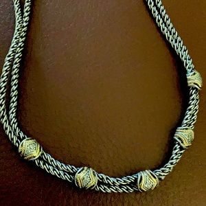 COPY - Sterling silver 14k gold  diamond station necklace